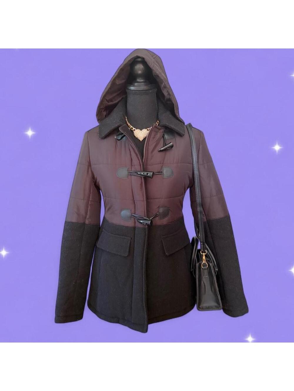 Vintage Y2K American Eagle Wool Blend Toggle Hood Coat size XXS 🖤